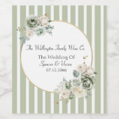 Klassiek & Elegant Groen & Goud Micro Bruiloft Wijn Etiket (Enkel label)