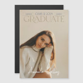Klassiek & Elegant Headline Foto Afstudeerder Magn Magnetische Uitnodiging (Voorkant / Achterkant)