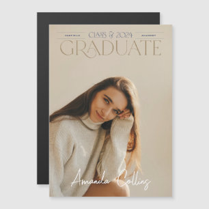 Klassiek & Elegant Headline Foto Afstudeerder Magn Magnetische Uitnodiging