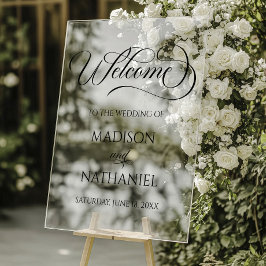 Klassiek Elegant Huwelijk Acryl Welkomstbord Bord