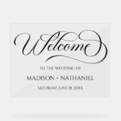 Klassiek Elegant Huwelijk Acryl Welkomstbord Bord (Voorkant)