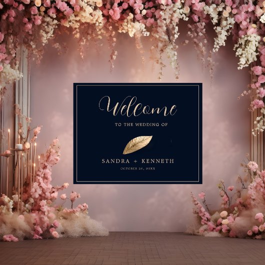 Klassiek & Elegant I Donkerblauw I Bruiloft Welkom Poster