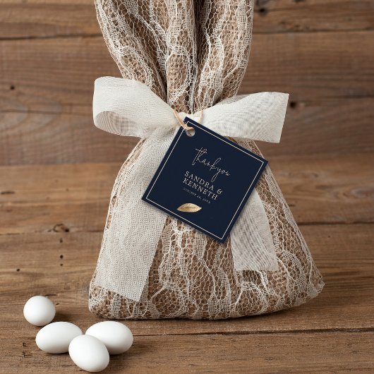 Klassiek & Elegant ik donkerblauw ik dank u bruilo Bedankjes Labels