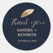 Klassiek & Elegant Ik Donkerblauw Ik dank u Ronde Sticker (Voorkant)