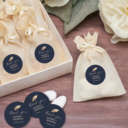 Klassiek & Elegant Ik Donkerblauw Ik dank u Ronde Sticker