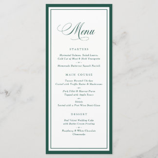 Klassiek Elegant Jager Groen Frame Trouwmenu Menu