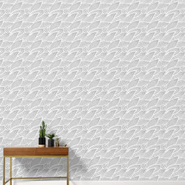 Klassiek Elegant Lichtgrijs en Wit Bloemmotief Behang