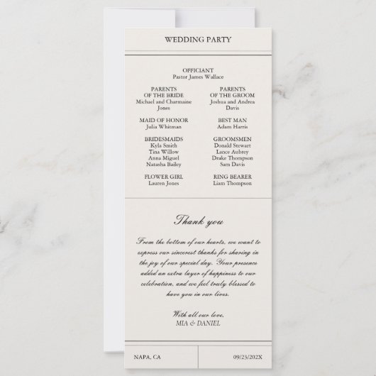 Klassiek Elegant Lichtgrijs Vintage bruiloft progr (Achterkant)