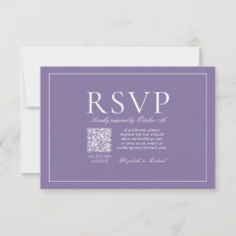 Klassiek elegant Lila Lavenderscript QR-code RSVP Kaartje