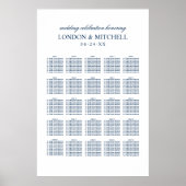 Klassiek Elegant marineblauw-bruiloft-Poster Poster (Voorkant)