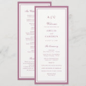 Klassiek Elegant Mauve Roos Frame Huwelijksprogram Programmakaart (Voorkant / Achterkant)