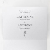 Klassiek elegant minimalistisch botanisch lef eenv drieluik uitnodiging (Binnenzijde eerst)