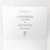 Klassiek elegant minimalistisch botanisch lef eenv drieluik uitnodiging (Binnenzijde eerst)