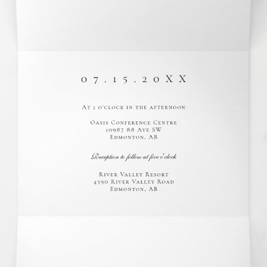 Klassiek elegant minimalistisch botanisch lef eenv drieluik uitnodiging (Binnenkant midden)