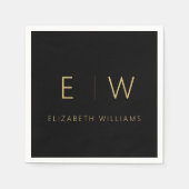 Klassiek Elegant Modern Minimalistisch Zwart Goud Servet (Voorkant)
