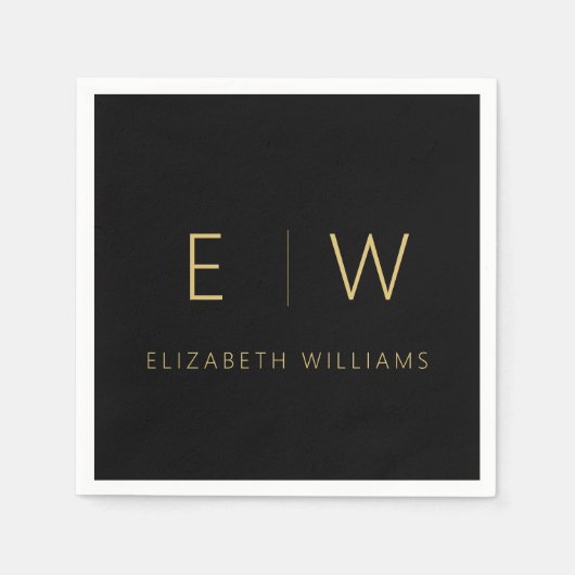 Klassiek Elegant Modern Minimalistisch Zwart Goud Servet (Voorkant)