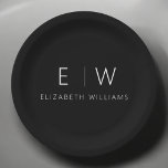 Klassiek Elegant Modern Minimalistisch Zwart Wit Papieren Bordje<br><div class="desc">Verhoog uw eetervaring met ons Classic Elegant Modern Minimalist Monogram Bord. Dit zorgvuldig ontworpen bord combineert tijdloze verfijning naadloos met hedendaags minimalisme en voegt een vleugje verfijnde elegantie toe aan uw tabelinstellingen. Dit bord, dat met precisie en oog voor detail is vervaardigd, is meer dan alleen servies; het is een...</div>