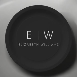 Klassiek Elegant Modern Minimalistisch Zwart Wit Papieren Bordje