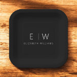 Klassiek Elegant Modern Minimalistisch Zwart Wit Papieren Bordje<br><div class="desc">Verhoog uw eetervaring met ons Classic Elegant Modern Minimalist Monogram Bord. Dit zorgvuldig ontworpen bord combineert tijdloze verfijning naadloos met hedendaags minimalisme en voegt een vleugje verfijnde elegantie toe aan uw tabelinstellingen. Dit bord, dat met precisie en oog voor detail is vervaardigd, is meer dan alleen servies; het is een...</div>