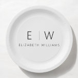 Klassiek Elegant Modern Minimalistisch Zwart Wit Papieren Bordje<br><div class="desc">Verhoog uw eetervaring met ons Classic Elegant Modern Minimalist Monogram Bord. Dit zorgvuldig ontworpen bord combineert tijdloze verfijning naadloos met hedendaags minimalisme en voegt een vleugje verfijnde elegantie toe aan uw tabelinstellingen. Dit bord, dat met precisie en oog voor detail is vervaardigd, is meer dan alleen servies; het is een...</div>