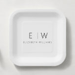 Klassiek Elegant Modern Minimalistisch Zwart Wit Papieren Bordje<br><div class="desc">Verhoog uw eetervaring met ons Classic Elegant Modern Minimalist Monogram Bord. Dit zorgvuldig ontworpen bord combineert tijdloze verfijning naadloos met hedendaags minimalisme en voegt een vleugje verfijnde elegantie toe aan uw tabelinstellingen. Dit bord, dat met precisie en oog voor detail is vervaardigd, is meer dan alleen servies; het is een...</div>