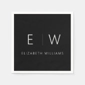 Klassiek Elegant Modern Minimalistisch Zwart Wit Servet (Voorkant)