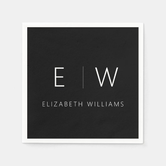 Klassiek Elegant Modern Minimalistisch Zwart Wit Servet (Voorkant)