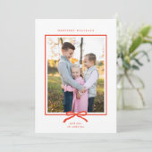 Klassiek Elegant Modern Rode Strik Eén Foto Feestdagenkaart (Staand voorkant)