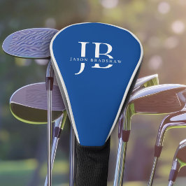 Klassiek Elegant Monogram en Naam Blauw Golfheadcover