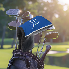 Klassiek Elegant Monogram en Naam Blauw Golfheadcover