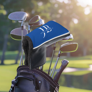 Klassiek Elegant Monogram en Naam Blauw Golfheadcover