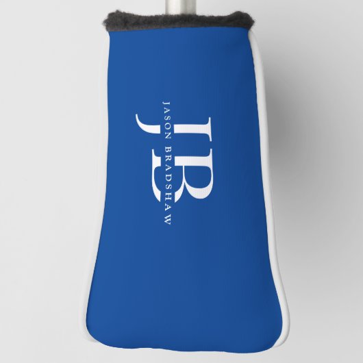 Klassiek Elegant Monogram en Naam Blauw Golfheadcover (Draai 90)