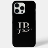 Klassiek Elegant Monogram en Naam Zwart Case-Mate iPhone Case (Achterkant)