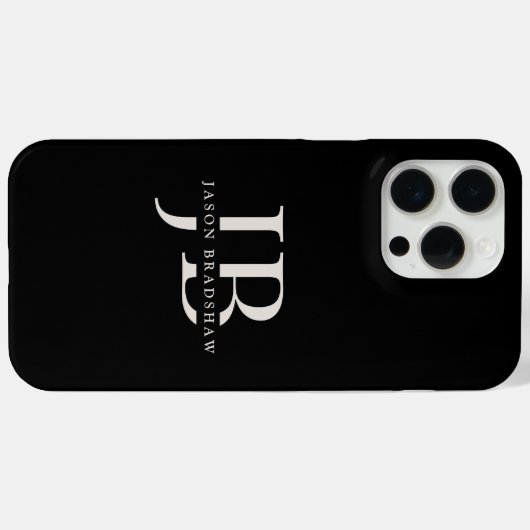 Klassiek Elegant Monogram en Naam Zwart Case-Mate iPhone Case (Achterkant (horizontaal))