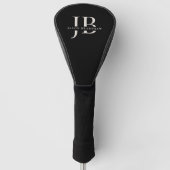 Klassiek Elegant Monogram en Naam Zwart Golfheadcover (Voorkant)