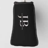 Klassiek Elegant Monogram en Naam Zwart Golfheadcover (Draai 90)