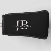 Klassiek Elegant Monogram en Naam Zwart Golfheadcover (Voorkant)