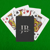 Klassiek Elegant Monogram en Naam Zwart Pokerkaarten