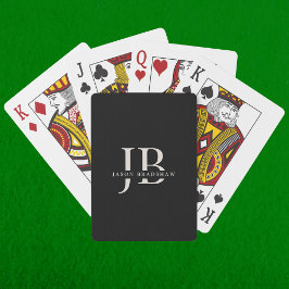 Klassiek Elegant Monogram en Naam Zwart Pokerkaarten