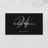 Klassiek Elegant Monogram & Naam Classy Black Visitekaartje (Voorkant)