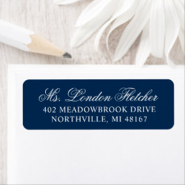 Klassiek Elegant Navyblauw Trouw Retouradres Etiket