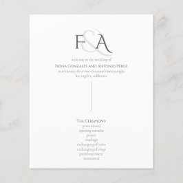 Klassiek Elegant Neutraal Monogram Trouwprogramma