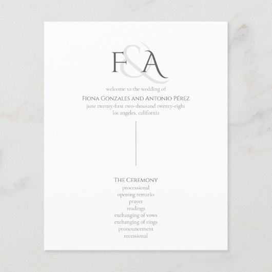 Klassiek Elegant Neutraal Monogram Trouwprogramma (Voorkant)