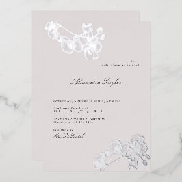 Klassiek Elegant Orchid Silver Floral Vrijgezellen Folie Uitnodiging
