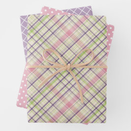 Klassiek Elegant Paas Plaid Cadeaupapier Vel Set