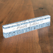 Klassiek & Elegant Pastelblauw Professioneel Bloem Naambordje (Zijkant)