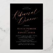 Klassiek elegant roos gouden folie repetitie diner folie uitnodiging (Voorkant)