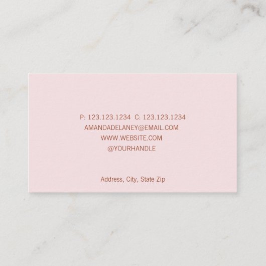 Klassiek Elegant Roze en Roest Visitekaartje (Achterkant)