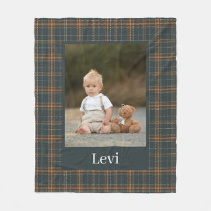 Klassiek elegant ruitpatroon aangepaste foto & naa fleece deken