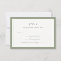 Klassiek Elegant Saliegroen Lijst Huwelijk RSVP
